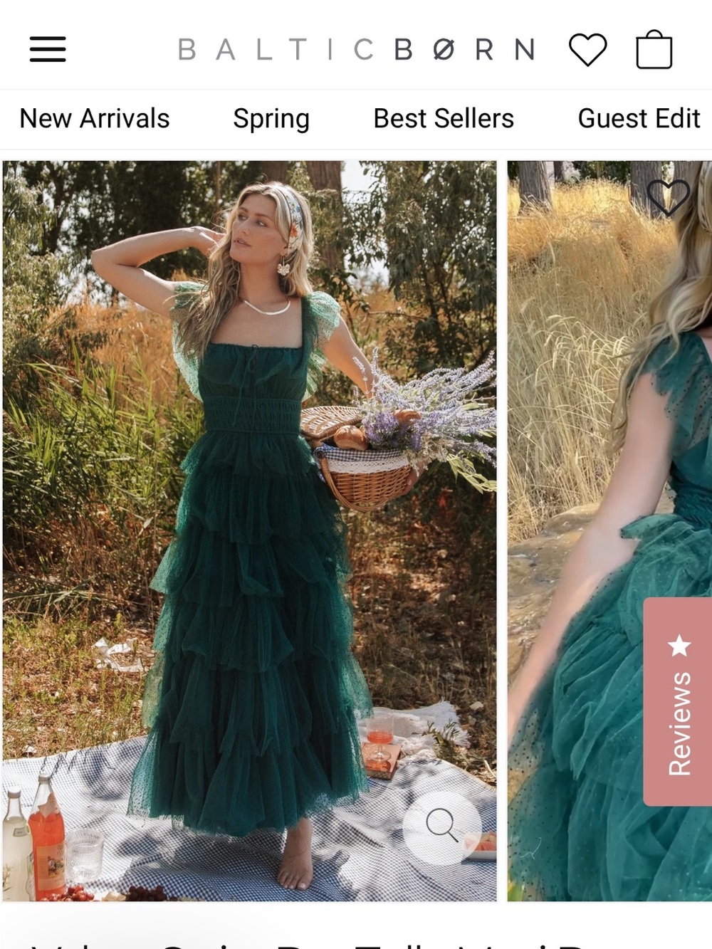 Baltic Born Emerald Green Tiered Tulle Maxi Dress